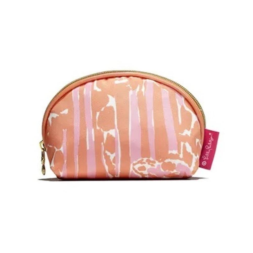 Lilly Pulitzer for Target Orange Pink Cosmetic Makeup Case Pouch Giraffeeey EUC